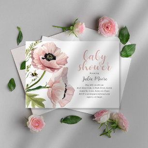 Printable Pink Poppy Baby Dusche Einladung