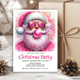 Printable Pink Santa Bubble Gum Funny Christmas  Einladung