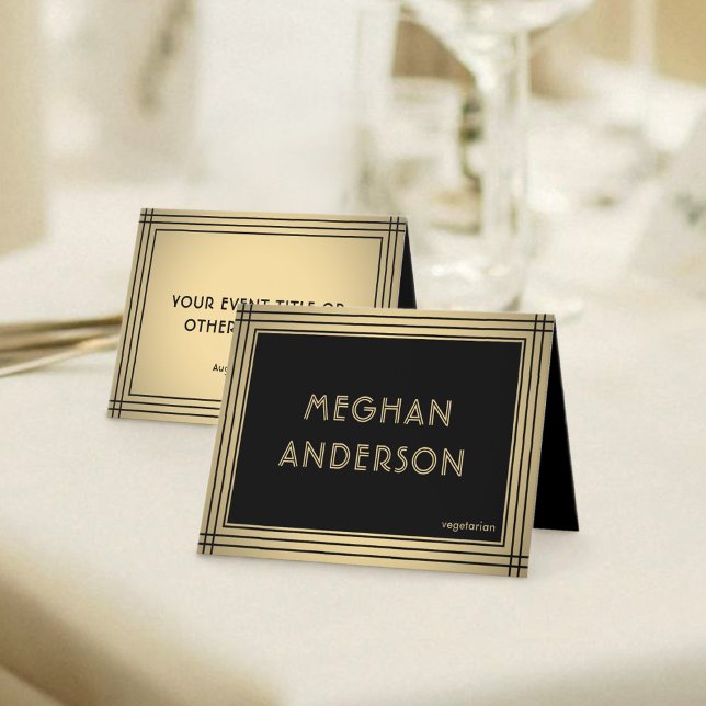 Printable Place Card - Classic Black & Gold Border Karte (Von Creator hochgeladen)