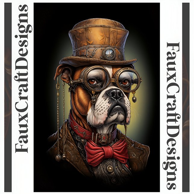 Printable Regal Steampunk Boxer Dog Right 117 Poster (Von Creator hochgeladen)