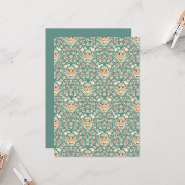 Printable Retro Cheerleader Floral Mandala Scallop Einladung (Vorderseite/Rückseite Beispiel)