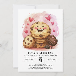 Printable rosa Online Cookies Geburtstag Einladung