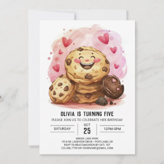 Printable rosa Online Cookies Geburtstag Einladung