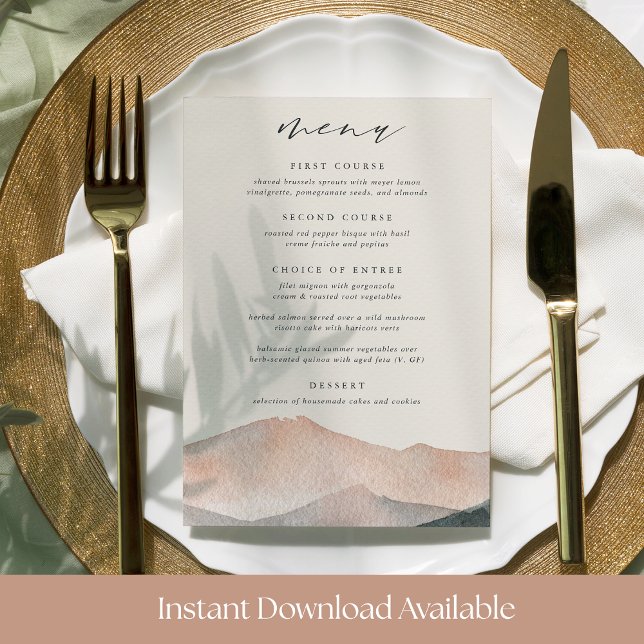 Printable Sierra Dusk Wedding Menu Card Einladung (Von Creator hochgeladen)