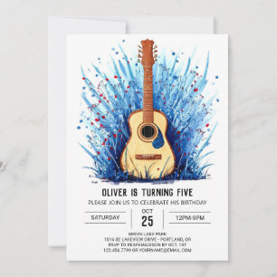 Printable Simple Guitar Boy Birthday Einladung