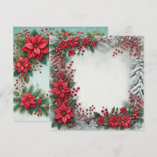 Printable Snowy Poinsettia Frame Scrapbook Einladung