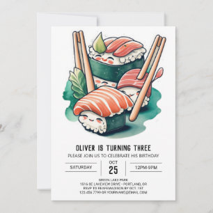 Printable Sushi Night Birthday Einladung