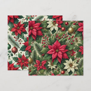Printable Traditional Red Poinsettia Scrapbook Einladung
