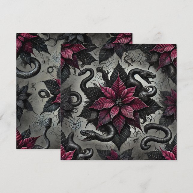 Printable venomous Poinsettia Blooms Scrapbook Einladung (Vorne/Hinten)