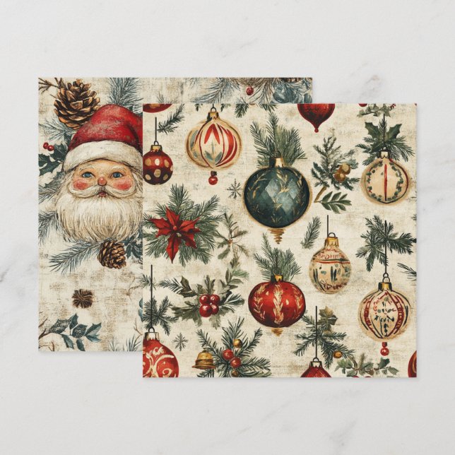 Printable Vintage Festivitätstöne auf Pergament Einladung (Vorne/Hinten)
