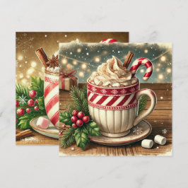 Printable Vintage Weihnachtsfeiertag Heiße Schokol Einladung