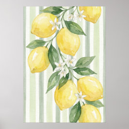Printable Wall Art Lemon Watercolor Botanical  Poster