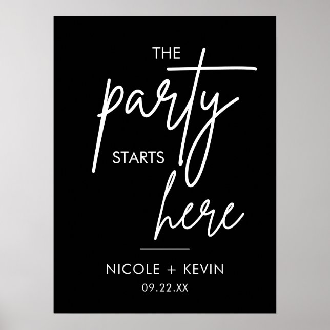 Printable Wedding Sign Party fängt hier an Poster (Vorne)