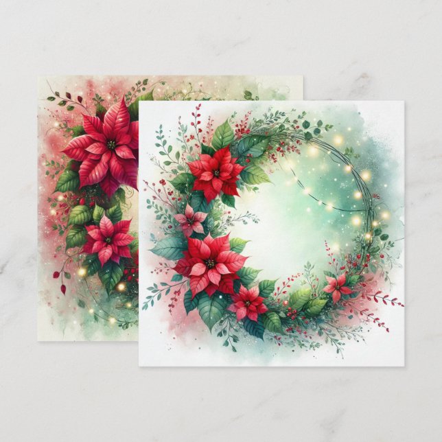 Printable Whimsical Christmas Poinsettia Scrapbook Einladung (Vorne/Hinten)