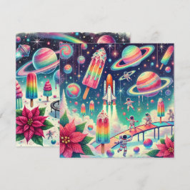 Printable Whimsical Cosmic Poinsettia Scrapbook Einladung