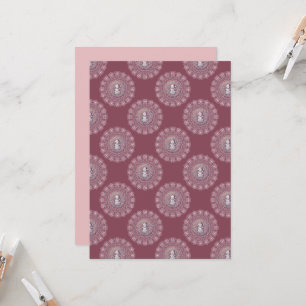 Printable Whimsical Pink Snowman Polka Dot Mandala Einladung