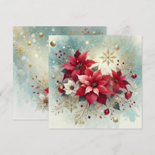 Printable Whimsical Snowy Poinsettia Weihnachten Einladung