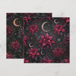 Printable Witchy Dark Moon Poinsettia Scrapbook Einladung