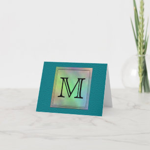 Printed Custom Monogram Image on Teal Pattern.
