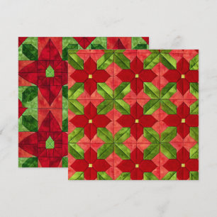 Printed Patchwork Poinsettia Pattern Scrapbook Einladung