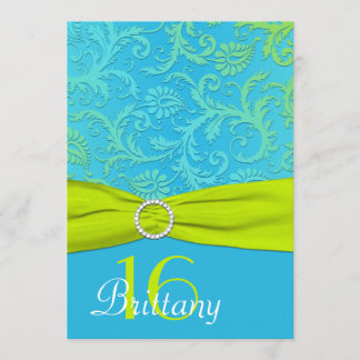PRINTED RIBBON Aqua, Limon Sweet 16 Einladung