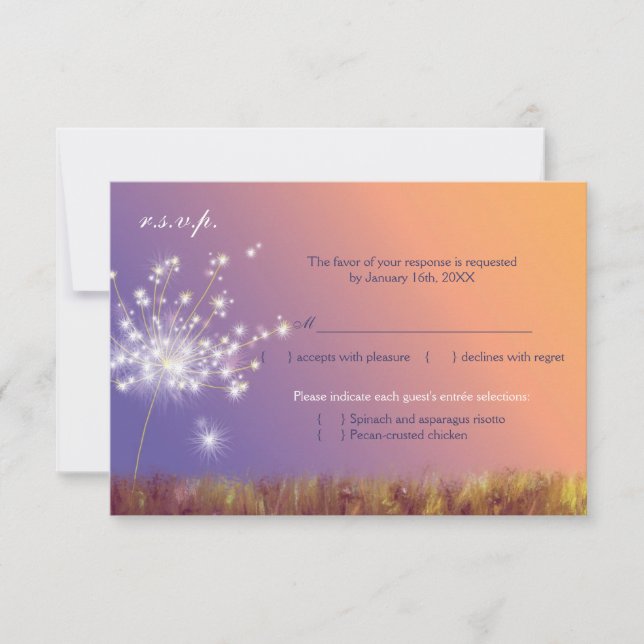 Printemps crépuscule Dandelion mariage RSVP (Devant)