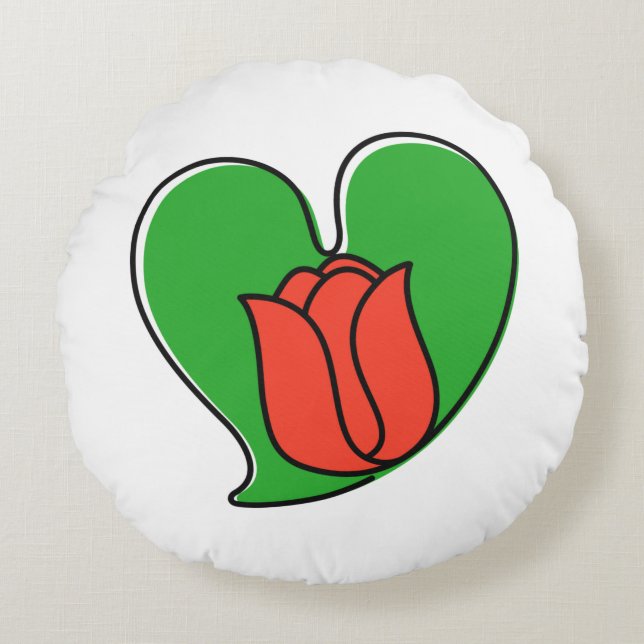 Printemps dans l'amour - Coussin rond des tulipes  (Devant)