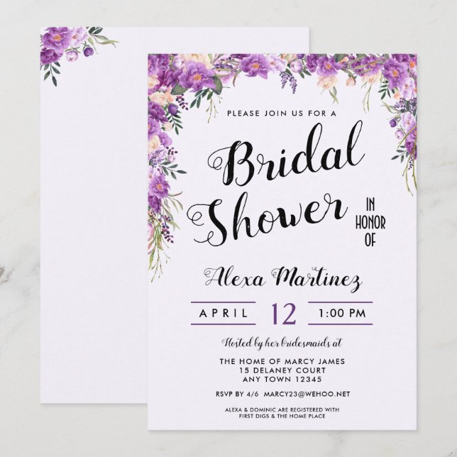 Printemps été Floral Top Bridal Shower Invitation (Devant / Derrière)