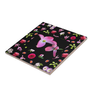 Printemps Floral Photo Imprimer Carreaux Carré Dog