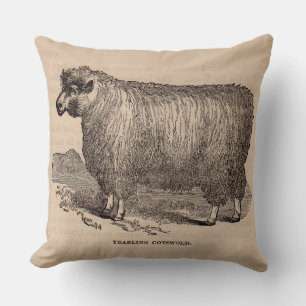 Printjarling Cotswold Schafe aus dem 19. Jahrhunde Kissen