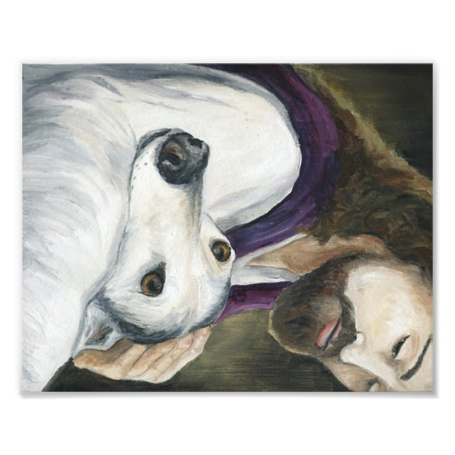 Printmedien Jesus und Greyhound Hunde Fotodruck (Vorne)