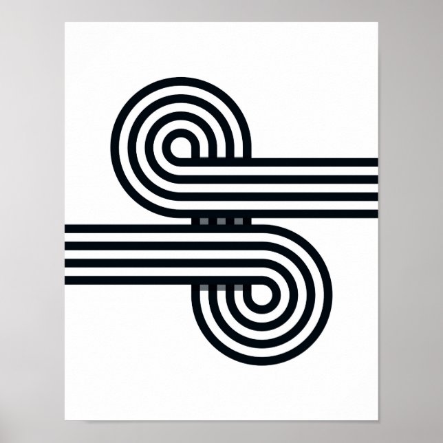 Printmedien mit paralleler Linien - Schwarz und We Poster (Vorne)