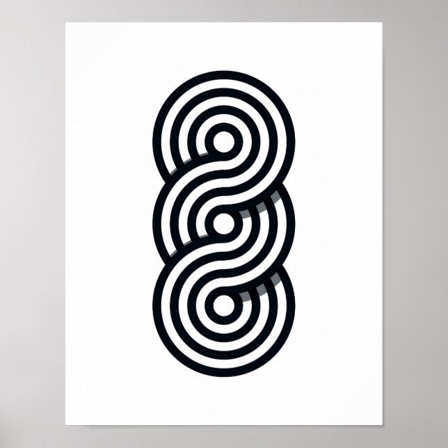 Printmedien mit paralleler Linien - Schwarz und We Poster (Vorne)