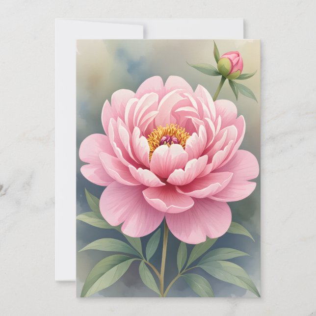 Printmedien Pink Peony Art drucken Dankeskarte (Vorderseite)