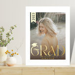 Prints für moderne Hut-Foto-Schulabgänger Foliendrucke<br><div class="desc">Gold Script Modern Boho Foto Graduate High School Foil Prints</div>
