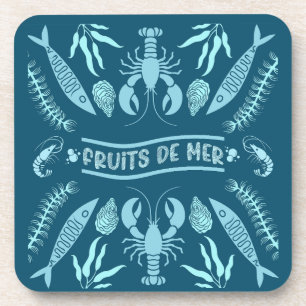 Prints von Meeresfrüchten Art Deco Getränkeuntersetzer