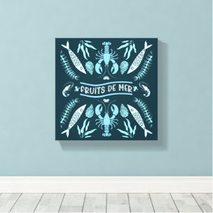 Prints von Meeresfrüchten Art Deco Leinwanddruck
