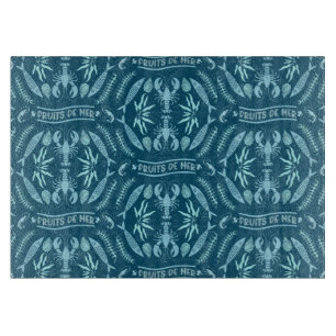 Prints von Meeresfrüchten Art Deco Schneidebrett