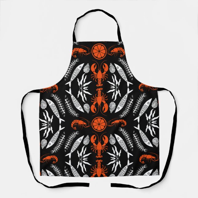Prints von Meeresfrüchten Art Deco Schürze (Vorderseite)