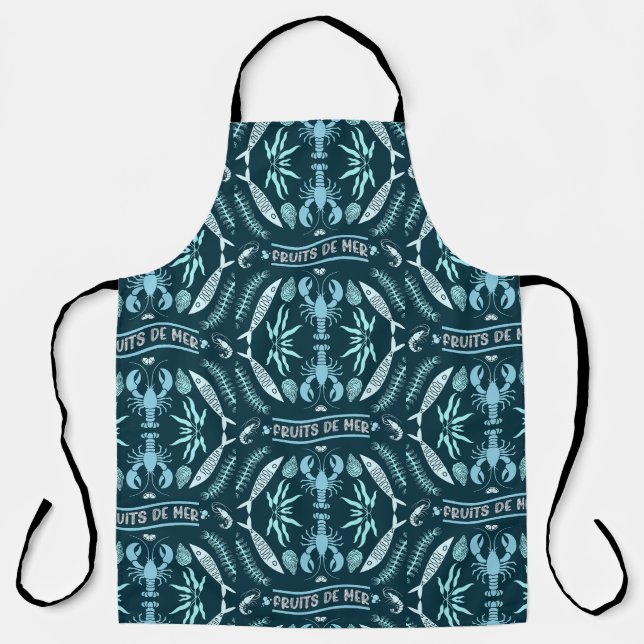 Prints von Meeresfrüchten Art Deco Schürze (Vorderseite)