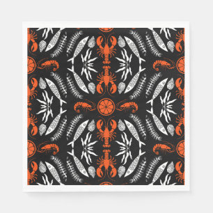 Prints von Meeresfrüchten Art Deco Serviette