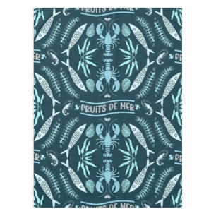 Prints von Meeresfrüchten Art Deco Tischdecke