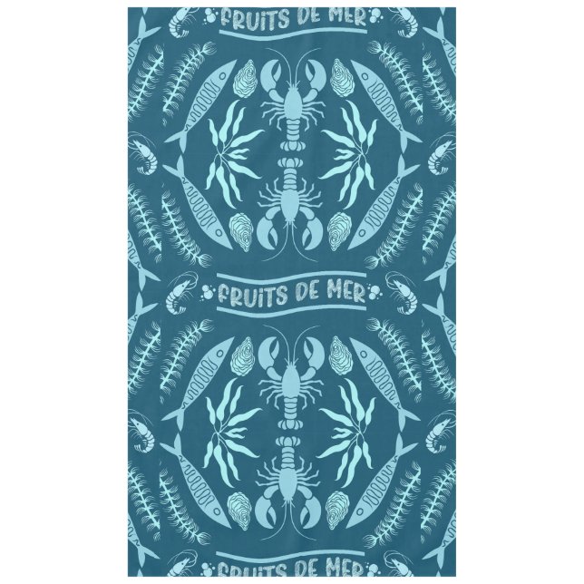 Prints von Meeresfrüchten Art Deco Tischdecke (Vorderseite)