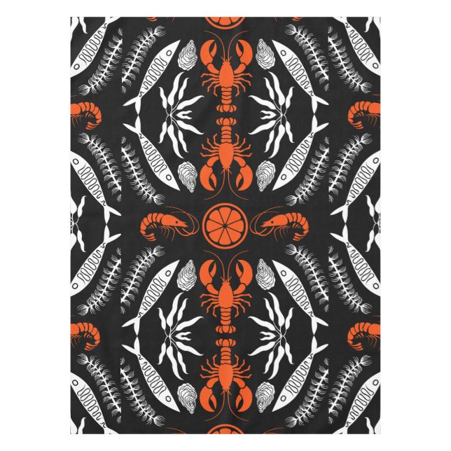 Prints von Meeresfrüchten Art Deco Tischdecke (Vorderseite)