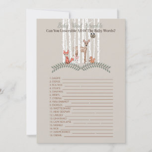 Printspiel für Woodland Animal Creatures Baby Einladung