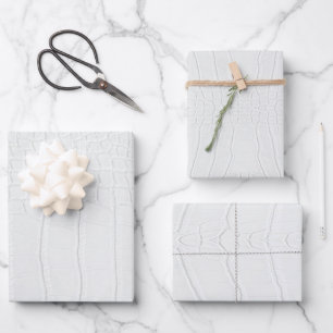Printwerbung für weißes Krokodil Geschenkpapier Set