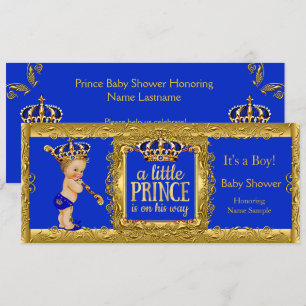 Prinz auf dem Weg Royal Blau Gold Blond Junge Einladung