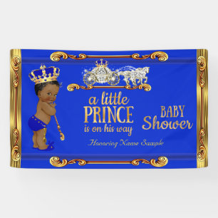 Prinz Baby Shower Blau Gold Kutsche Ethnisch Banner