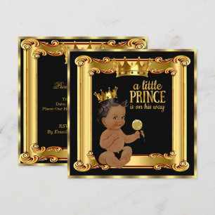 Prinz Baby Shower Gold Faux Folie Schwarz Ethnisch Einladung