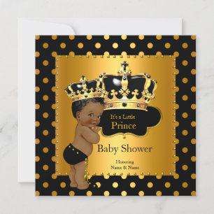 Prinz Baby Shower Junge Schwarz Gold Ethnisch Einladung